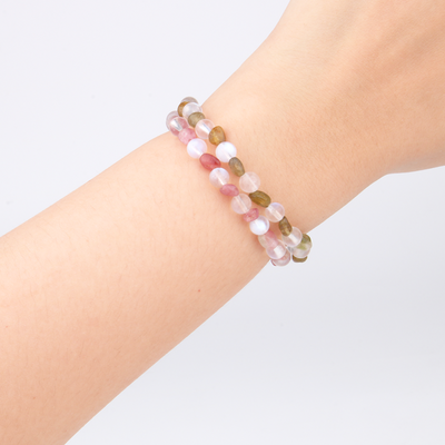 6mm blue moonstone 2-7 mm raw shape pink tourmaline bracelet for women elegance chic crystal jewellry