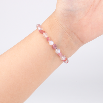 6mm blue moonstone 2-7 mm raw shape pink tourmaline bracelet for women elegance chic crystal jewellry
