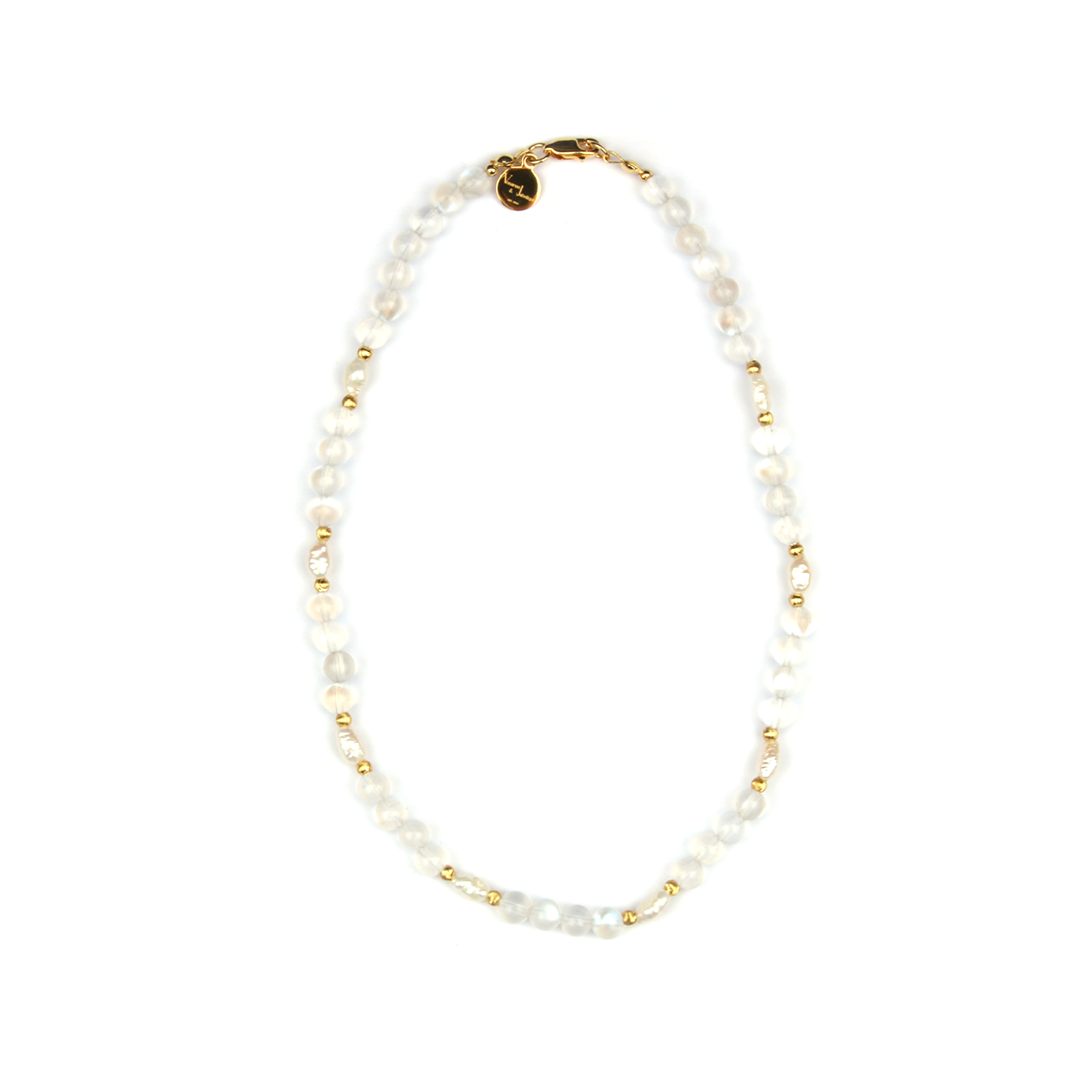 6mm blue moonstone with fresh water pearl and 18k gold cat eye threaded bead dual layered bracelet for women gift for best friend