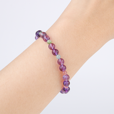 6mm uruguay amethyst with 5mm rainbow tourmaline bracelet