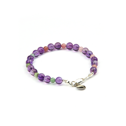6mm uruguay amethyst with 5mm rainbow tourmaline bracelet
