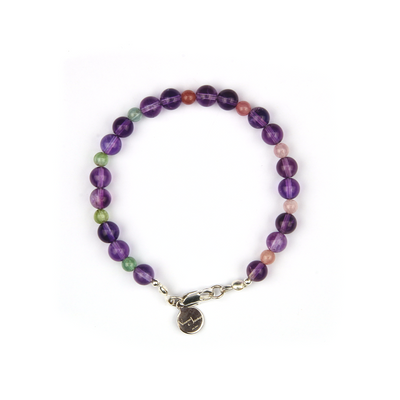 6mm uruguay amethyst with 5mm rainbow tourmaline bracelet