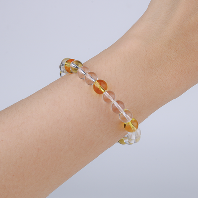 7.5 mm clear quartz with 8mm citrine bracelet abundance attraction and for women gift for best friend