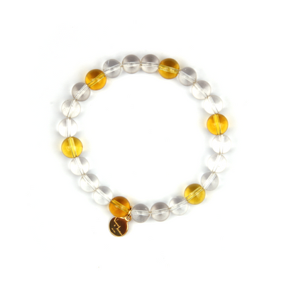 7.5 mm clear quartz with 8mm citrine bracelet abundance attraction and for women gift for best friend