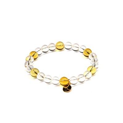 7.5 mm clear quartz with 8mm citrine bracelet abundance attraction and for women gift for best friend