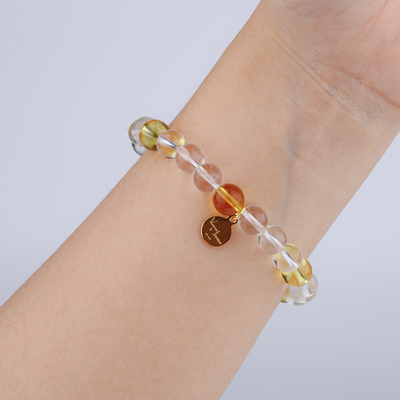 7.5 mm clear quartz with 8mm citrine bracelet abundance attraction and for women gift for best friend