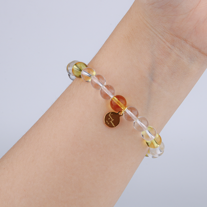 7.5 mm clear quartz with 8mm citrine bracelet abundance attraction and for women gift for best friend