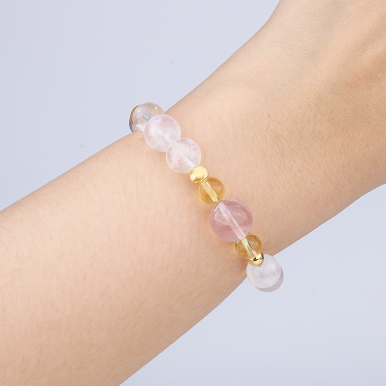 Moonstone & Citrine & Starlight Rose Quartz Lunar Bloom 18k Gold Bracelet