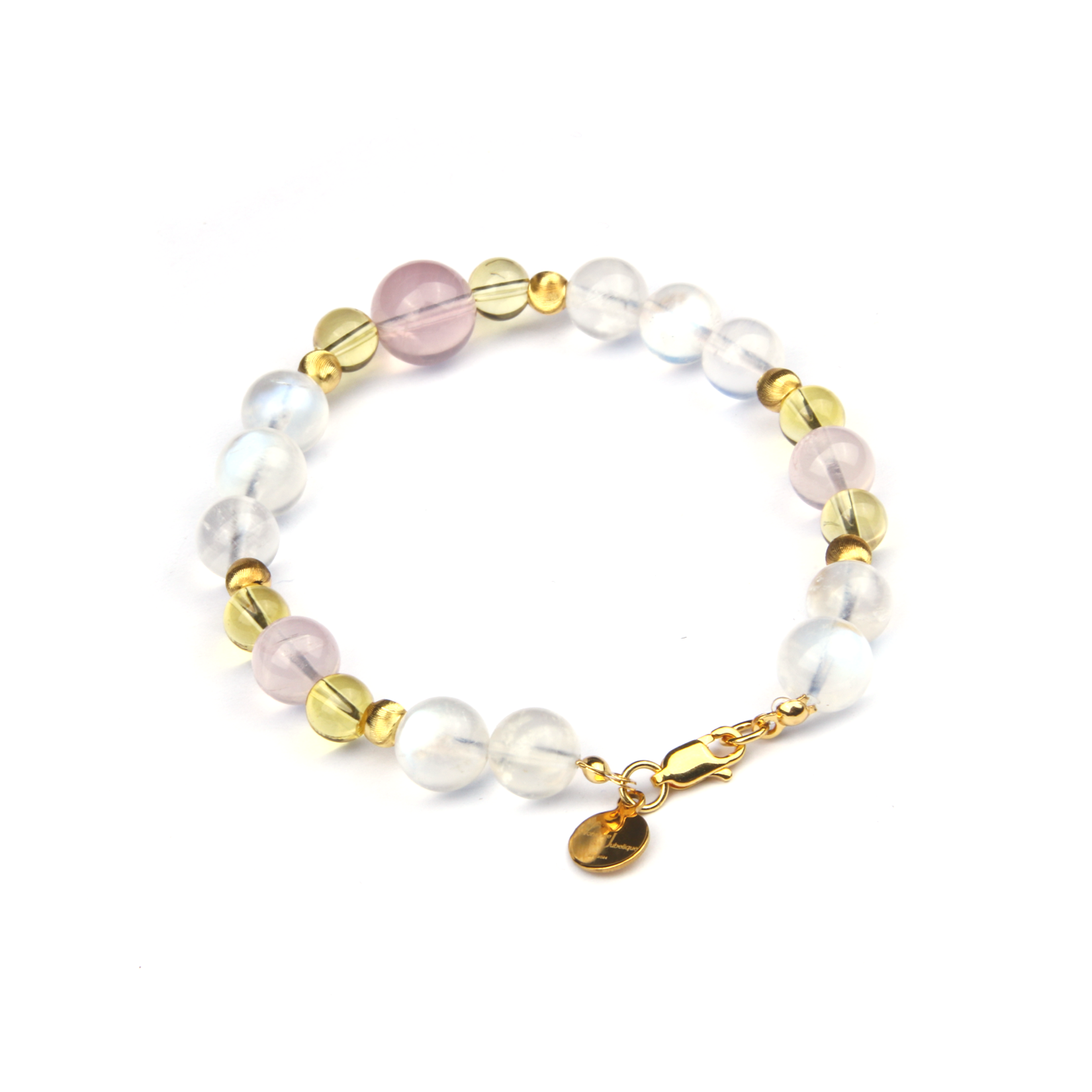Moonstone & Citrine & Starlight Rose Quartz Lunar Bloom 18k Gold Bracelet