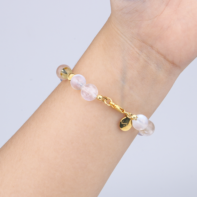 Moonstone & Citrine & Starlight Rose Quartz Lunar Bloom 18k Gold Bracelet