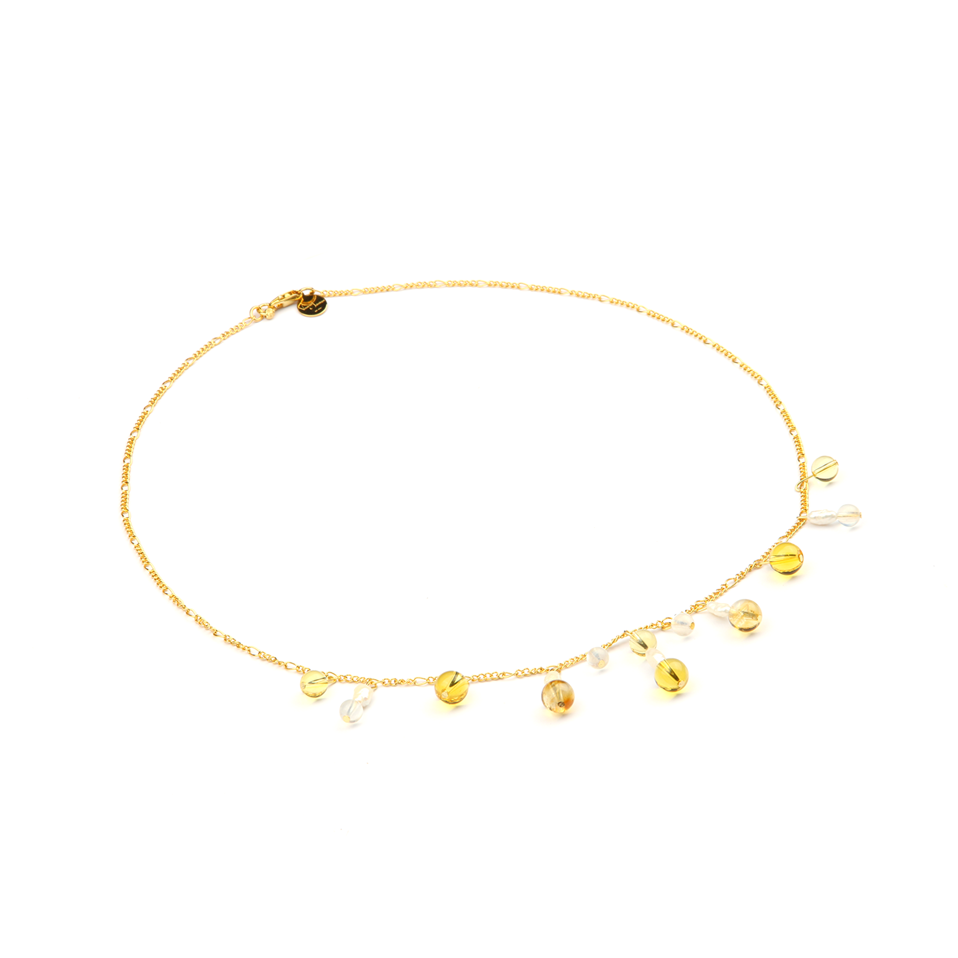 high quality citrine with 18k gold crsytal necklace for attract abundance jewelry