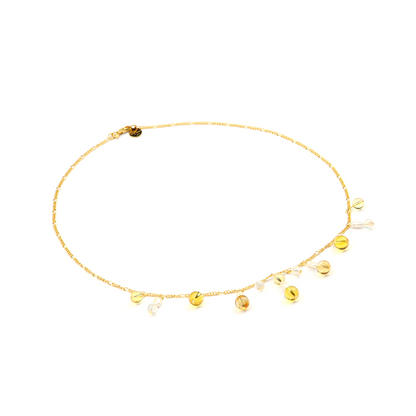 high quality citrine with 18k gold crsytal necklace for attract abundance jewelry