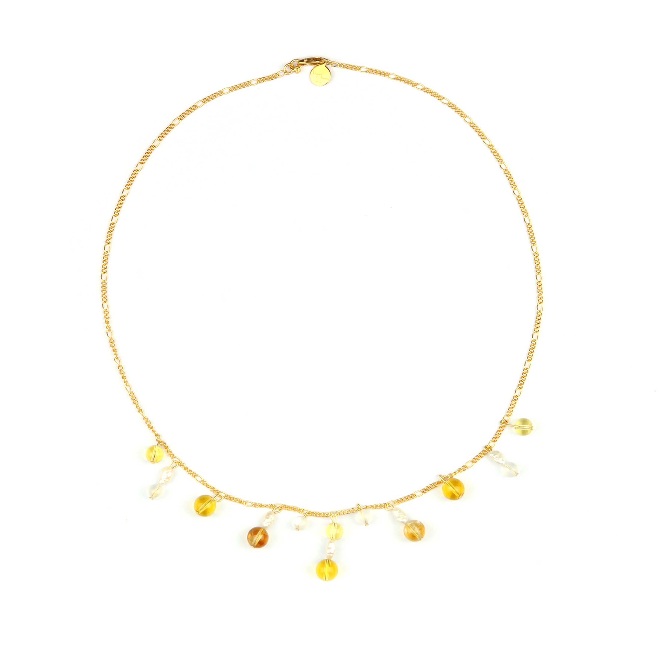 high quality citrine with 18k gold crsytal necklace for attract abundance jewelry
