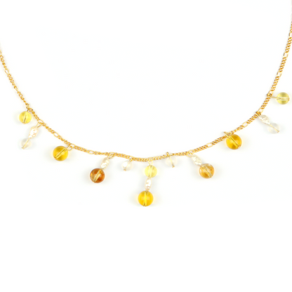 high quality citrine with 18k gold crsytal necklace for attract abundance jewelry