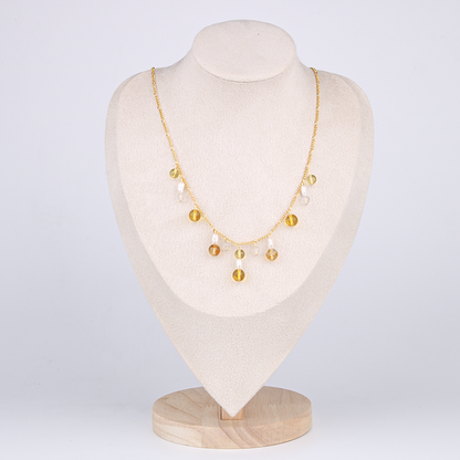 high quality citrine with 18k gold crsytal necklace for attract abundance jewelry