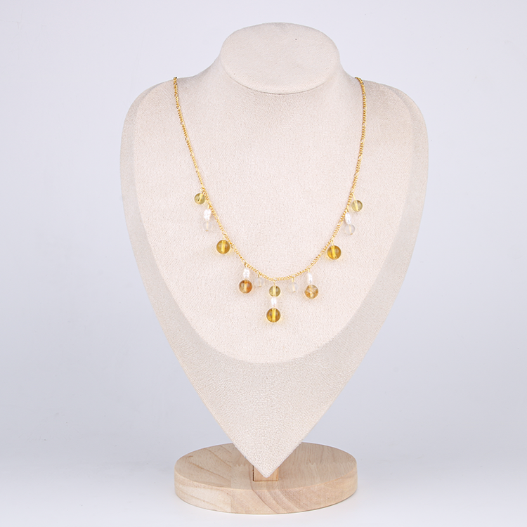 high quality citrine with 18k gold crsytal necklace for attract abundance jewelry