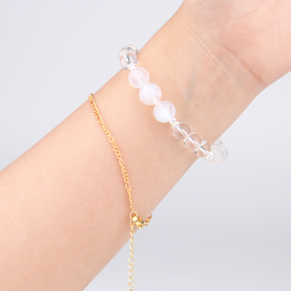 9.5mm_blue_moonstone_beads_with_clear_quartz_and_s925_silver_beads_bracelet for women emotional calm crystal stackable minimalist jewelry 