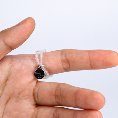 faceted clear quartz with blue moonstone mother of pearl beaded ring vintage crystal jewelry