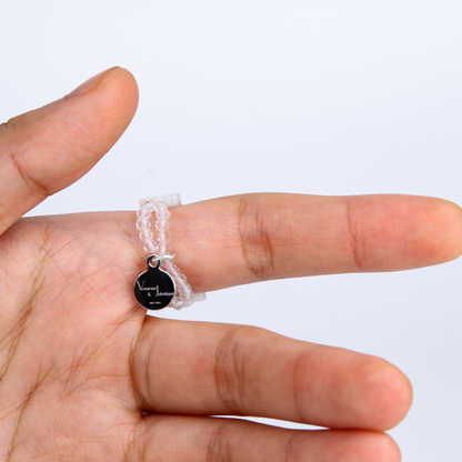 faceted clear quartz with blue moonstone mother of pearl beaded ring vintage crystal jewelry