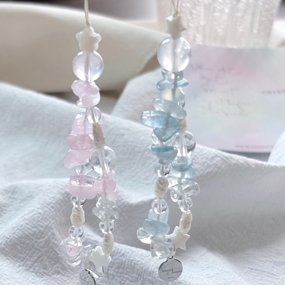 Amazonite & Strawberry Rose Quartz & Amethyst & Citrine & Aquamarine & Clear Quartz Calm Focus Charm Strap