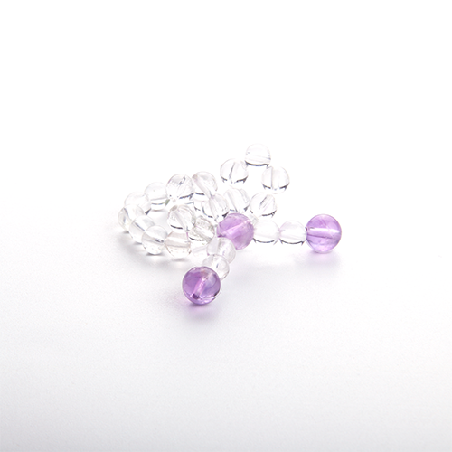 Amethyst & Clear Quartz Ribbon Beaded Ring