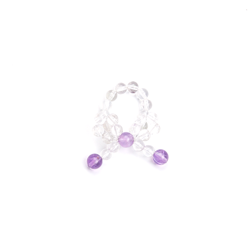 Amethyst & Clear Quartz Ribbon Beaded Ring