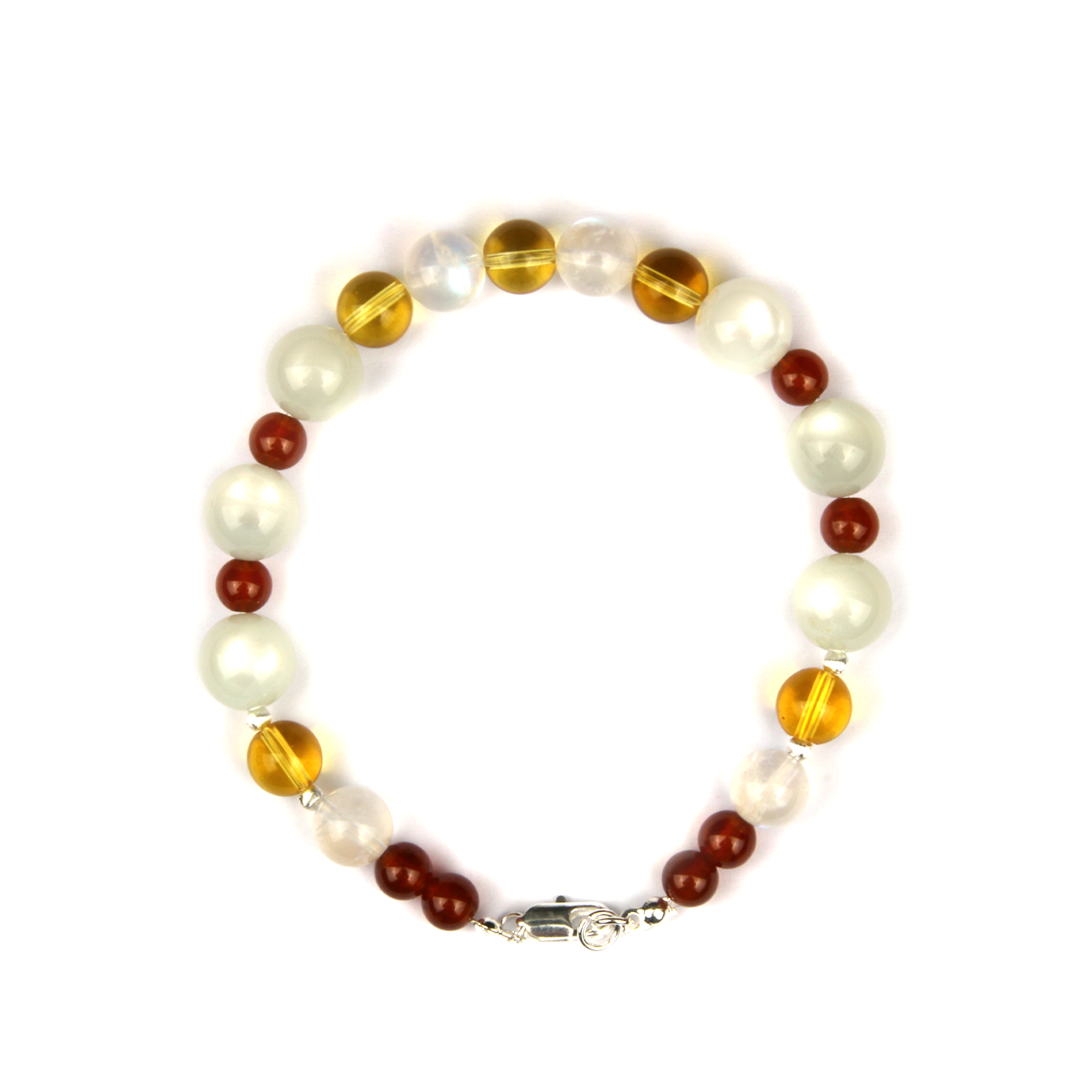 Blue moonstone and white moonstone with citrine and garnet s925 silver beads crystal bracelet for women gift for her
