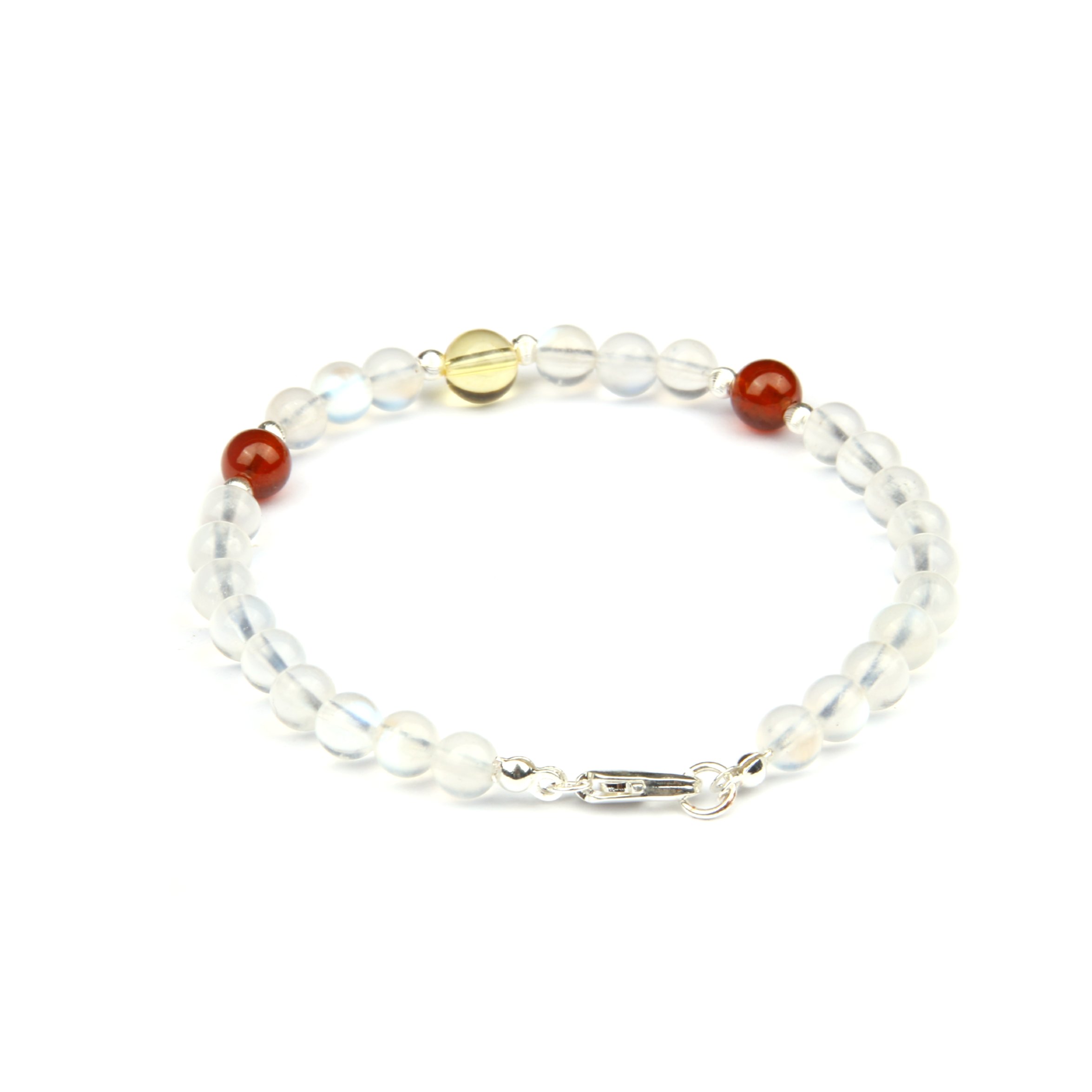 Blue moonstone with citrine and garnet s925 silver beads crystal bracelet for women gift for her