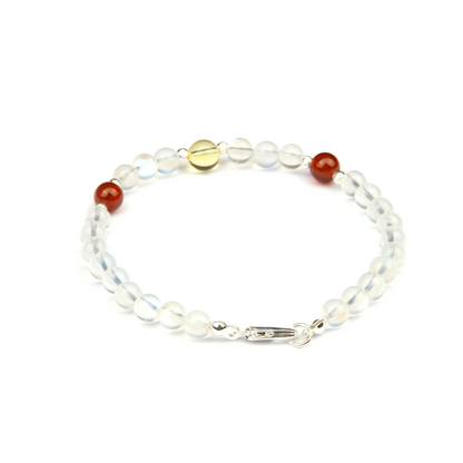Blue moonstone with citrine and garnet s925 silver beads crystal bracelet for women gift for her