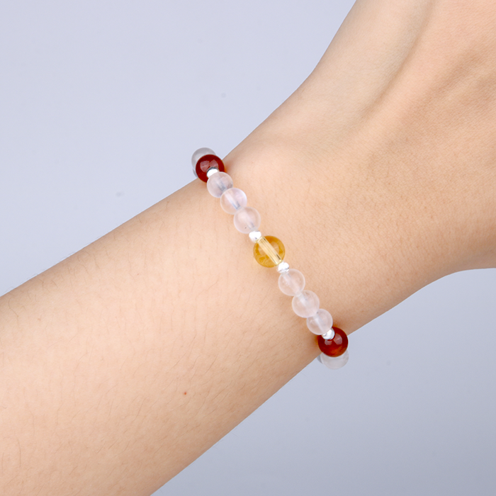 Blue moonstone with citrine and garnet s925 silver beads crystal bracelet for women gift for her
