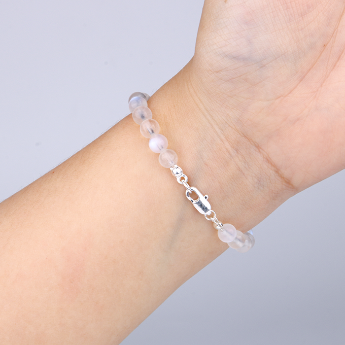 Blue moonstone with citrine and garnet s925 silver beads crystal bracelet for women gift for her
