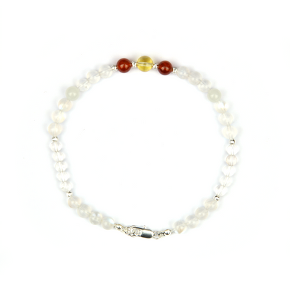 Blue moonstone with citrine and garnet s925 silver beads crystal bracelet for women gift for her
