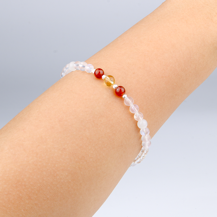 Blue moonstone with citrine and garnet s925 silver beads crystal bracelet for women gift for her