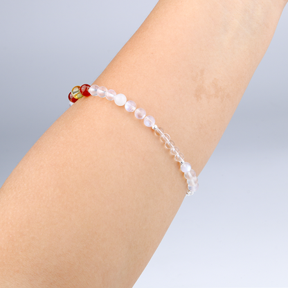 Blue moonstone with citrine and garnet s925 silver beads crystal bracelet for women gift for her