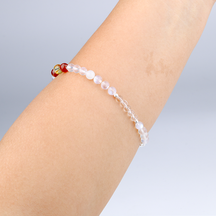 Blue moonstone with citrine and garnet s925 silver beads crystal bracelet for women gift for her