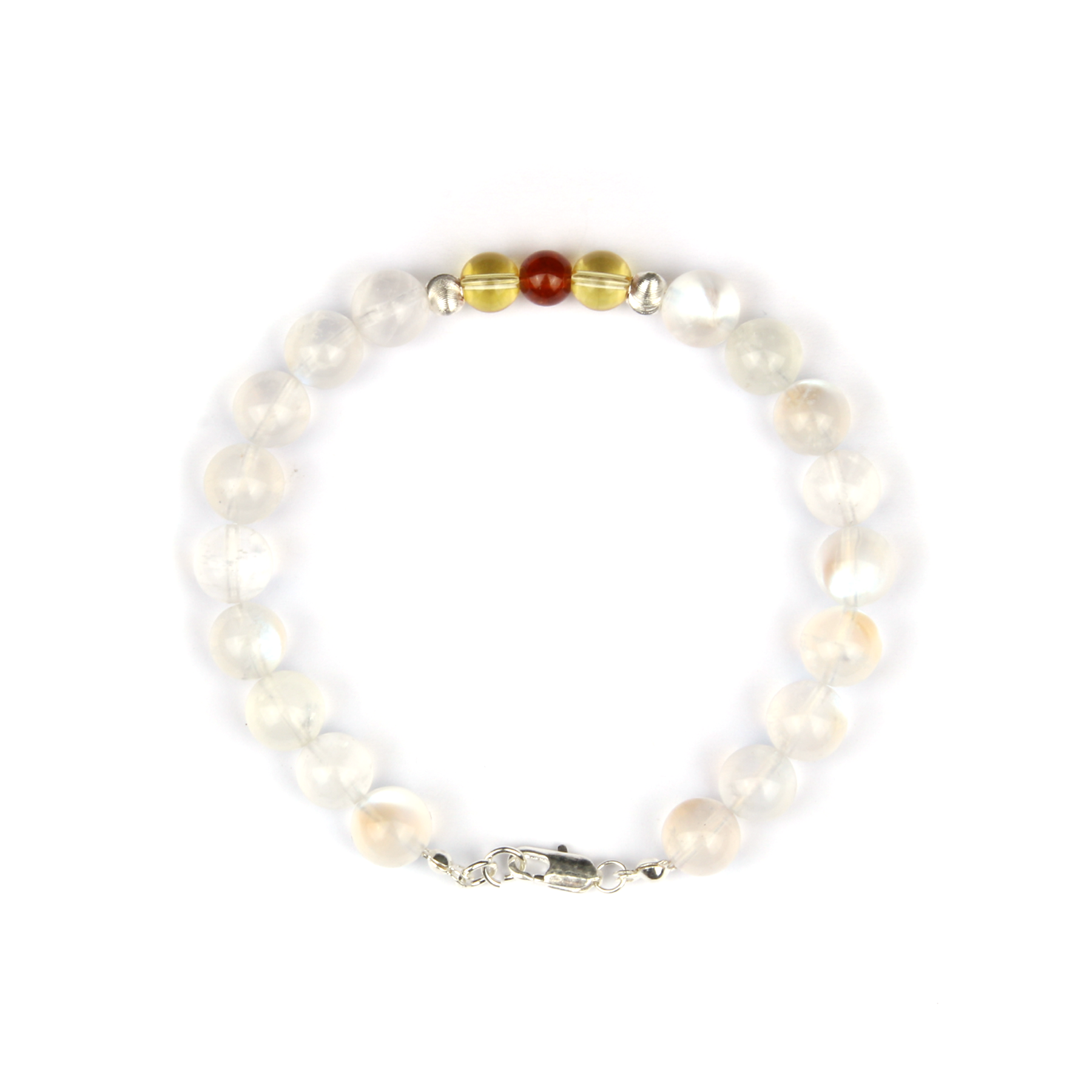 Blue moonstone with citrine and garnet s925 silver beads crystal bracelet for women gift for her
