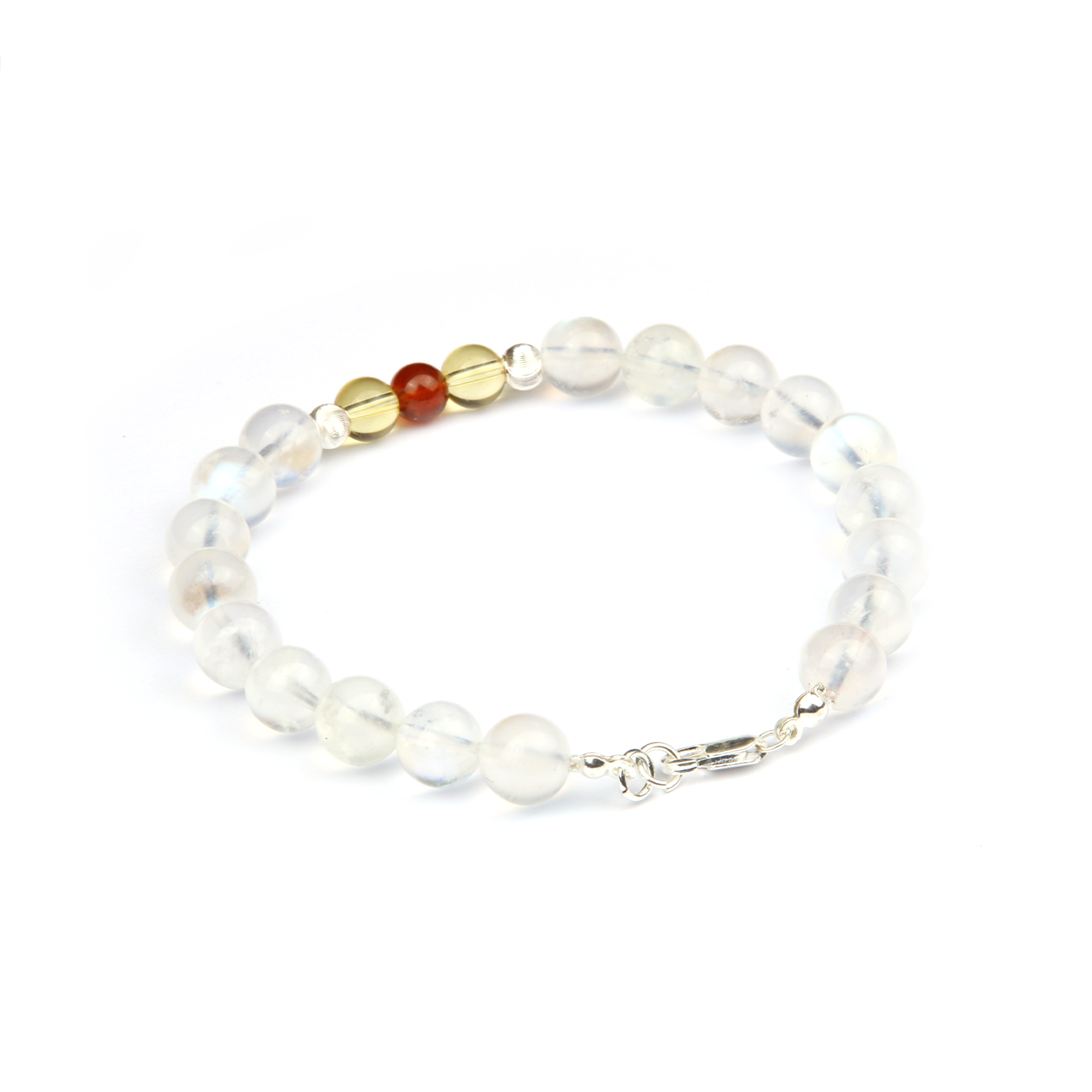 Blue moonstone with citrine and garnet s925 silver beads crystal bracelet for women gift for her