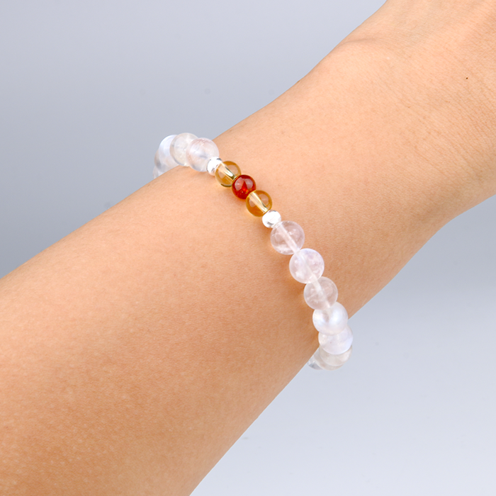 Blue moonstone with citrine and garnet s925 silver beads crystal bracelet for women gift for her