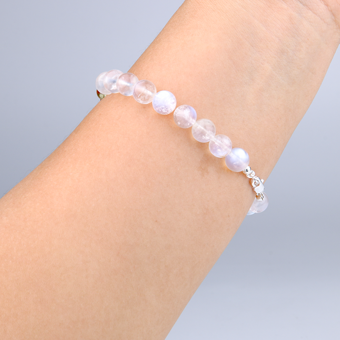 Blue moonstone with citrine and garnet s925 silver beads crystal bracelet for women gift for her