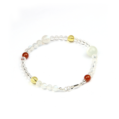 Blue moonstone with citrine and garnet s925 silver beads crystal bracelet for women gift for her