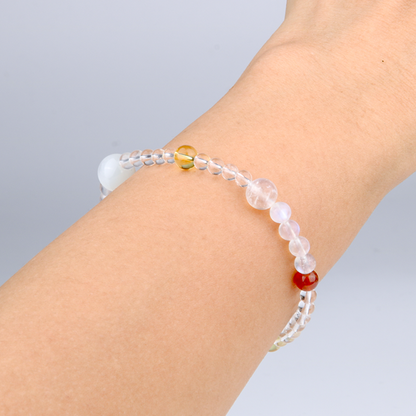 Blue moonstone with citrine and garnet s925 silver beads crystal bracelet for women gift for her