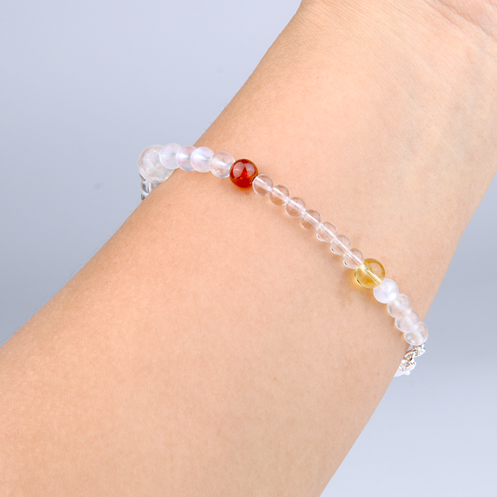 Blue moonstone with citrine and garnet s925 silver beads crystal bracelet for women gift for her