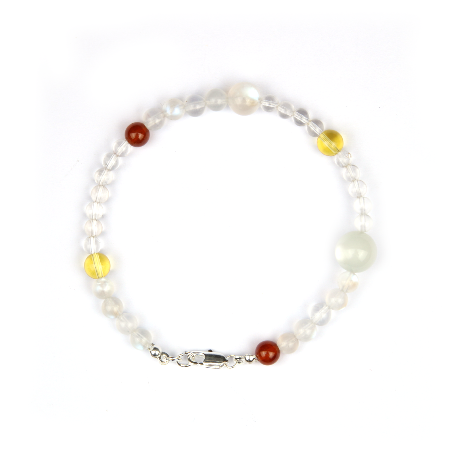 Blue moonstone with citrine and garnet s925 silver beads crystal bracelet for women gift for her