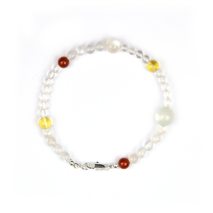 Blue moonstone with citrine and garnet s925 silver beads crystal bracelet for women gift for her