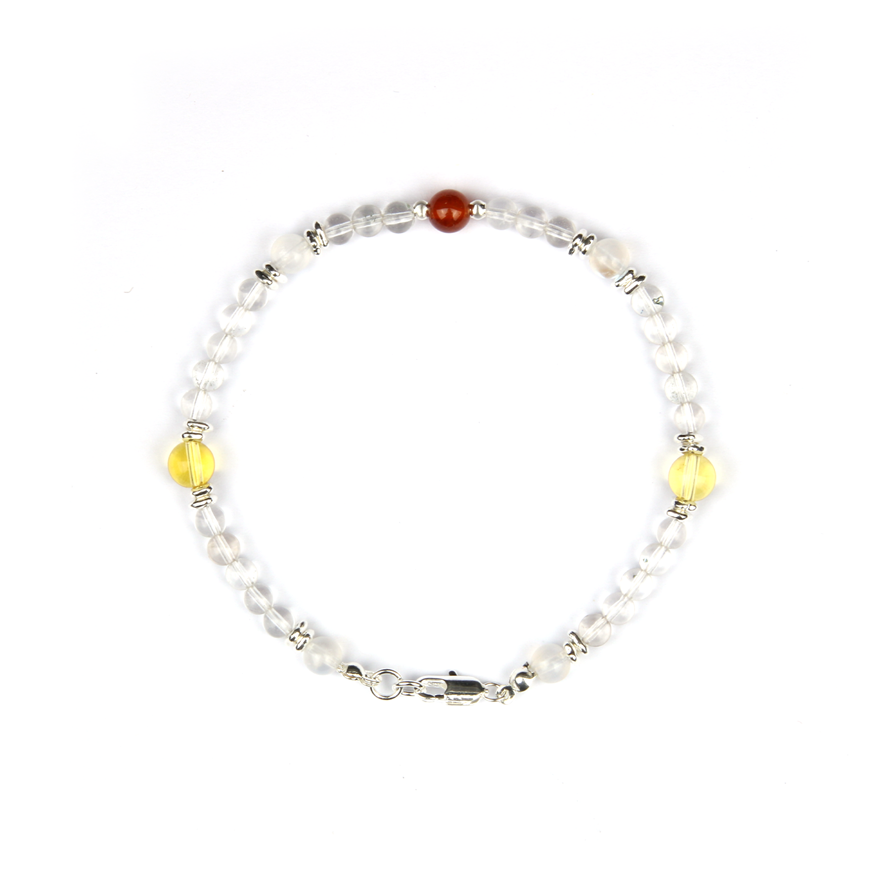 Blue moonstone with citrine and garnet s925 silver beads crystal bracelet for women gift for her