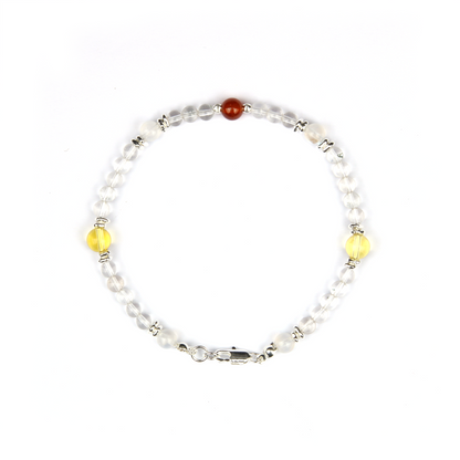 Blue moonstone with citrine and garnet s925 silver beads crystal bracelet for women gift for her