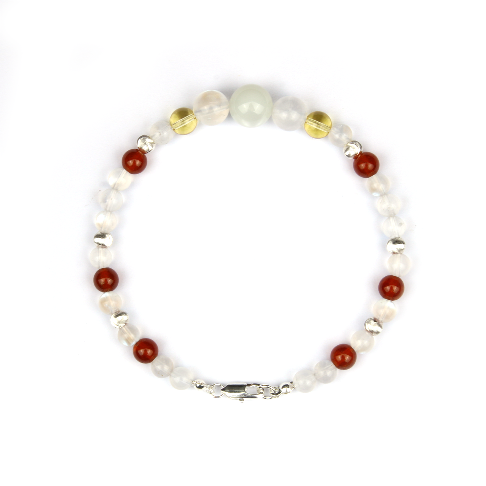 Blue moonstone with citrine and garnet s925 silver beads crystal bracelet for women gift for her