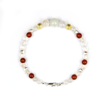 Blue moonstone with citrine and garnet s925 silver beads crystal bracelet for women gift for her