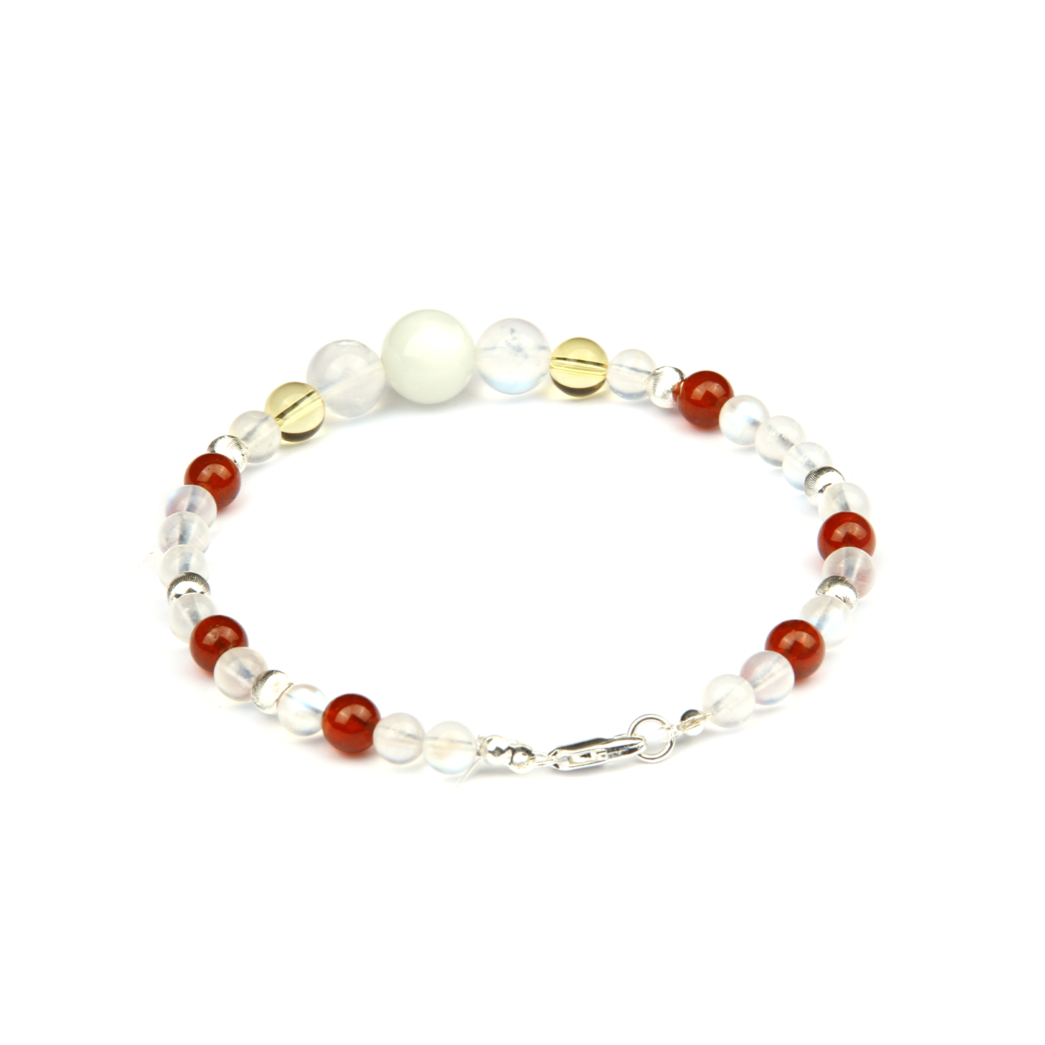 Blue moonstone with citrine and garnet s925 silver beads crystal bracelet for women gift for her