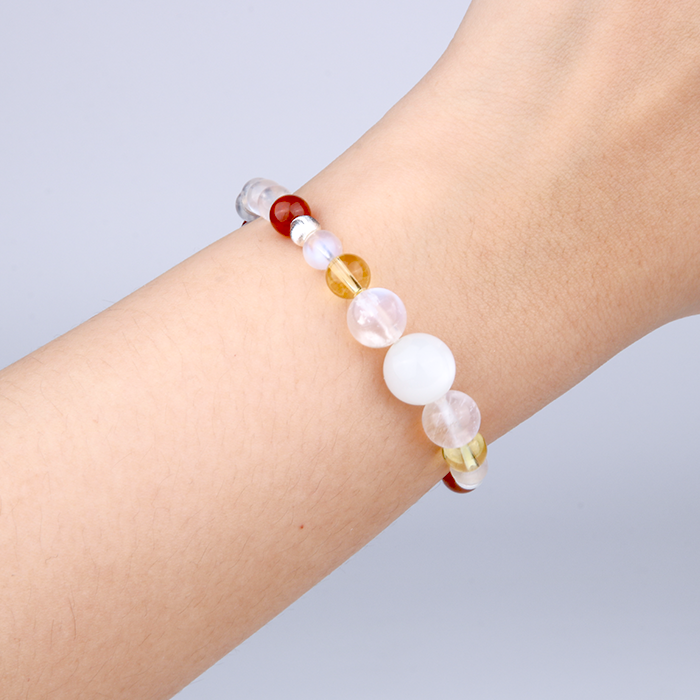 Blue moonstone with citrine and garnet s925 silver beads crystal bracelet for women gift for her